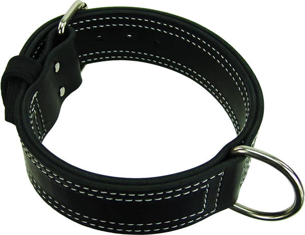 Center D-Ring Leather Dog Collar 2" - Image 3