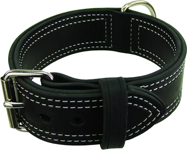 Center D-Ring Leather Dog Collar 2"