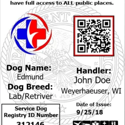 Activedogs Registered Service Dog ID + Free Digital ID Copy
