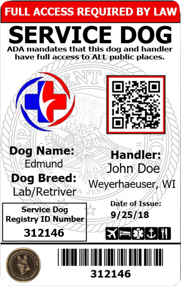 Activedogs Registered Service Dog ID + Free Digital ID Copy