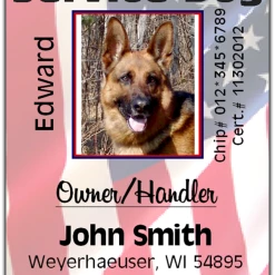 USA Style Service Dog Identification Card + FreeDigital Copy