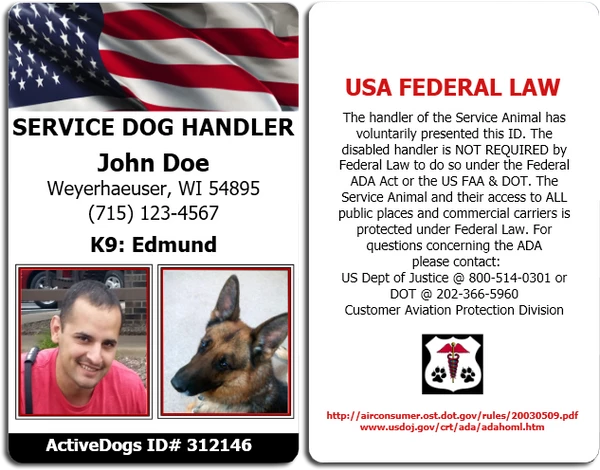 Handler & K9 Service Dog Identification Cards + Free Digital Copy - Image 2